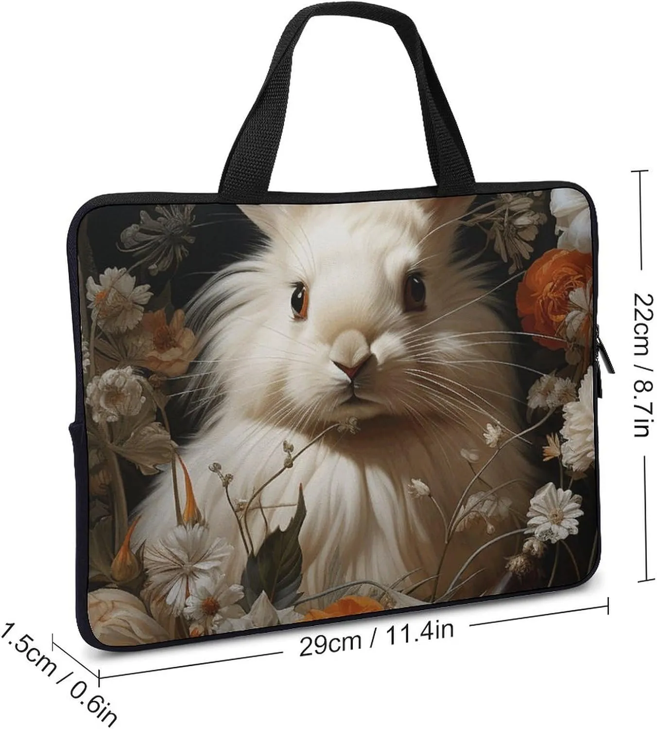 Laptop Bag Rabbit And Flowers Computer Bag Laptop Sleeves Casual Briefcase for Women Men Universal 10-17 Inch