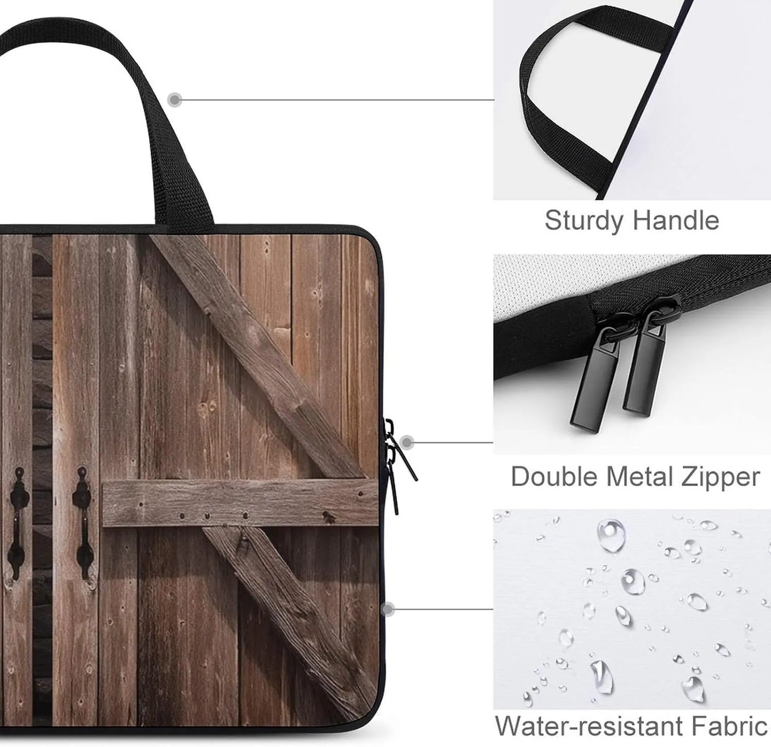 Laptop Bag Vintage Wooden Barn Door Computer Bag Laptop Sleeves Casual Briefcase for Women Men Universal 10-17 Inch