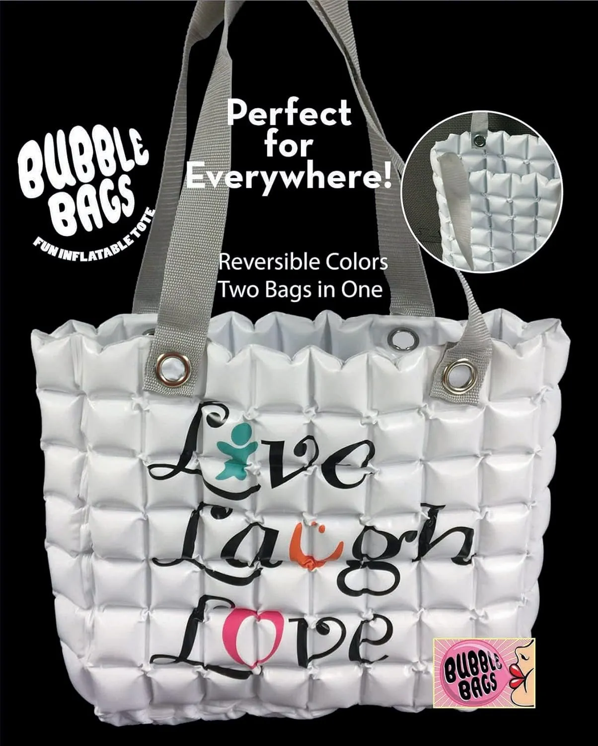 Large Beach Tote Bag for Women 16x14 Inch Foldable Travel Tote Bag Reversible - PVC Waterproof Beach Bags for Pool Shopping