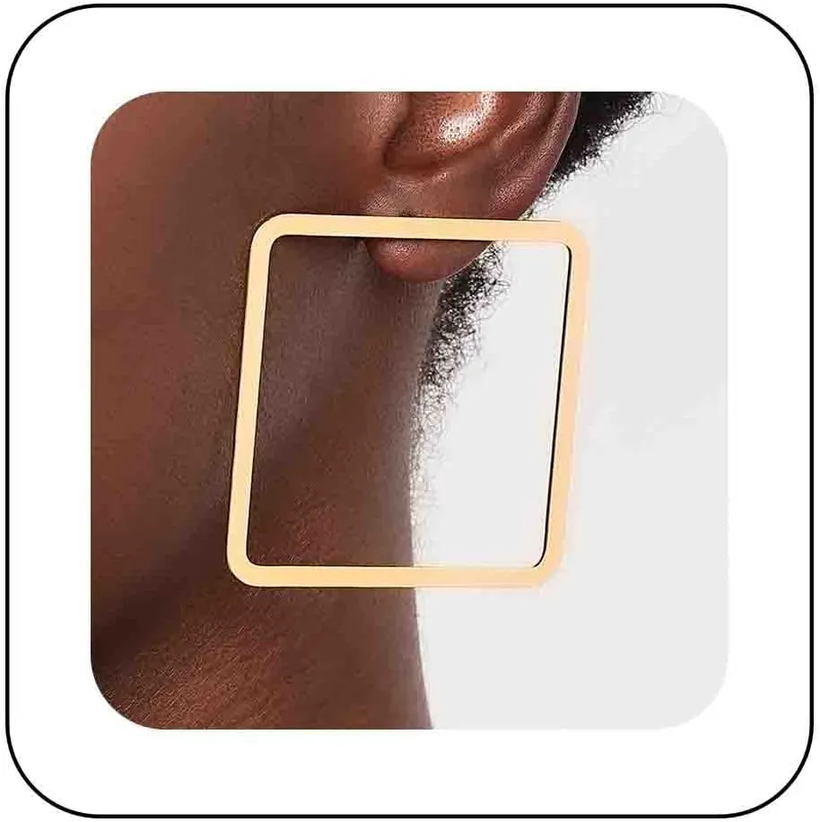 Large Hollow Square Earrings Geometric Square Stud Earrings Gold Square Dangle Drop Earrings Open Square Hoop Earrings Minimalist Earrings Jewelry for Women