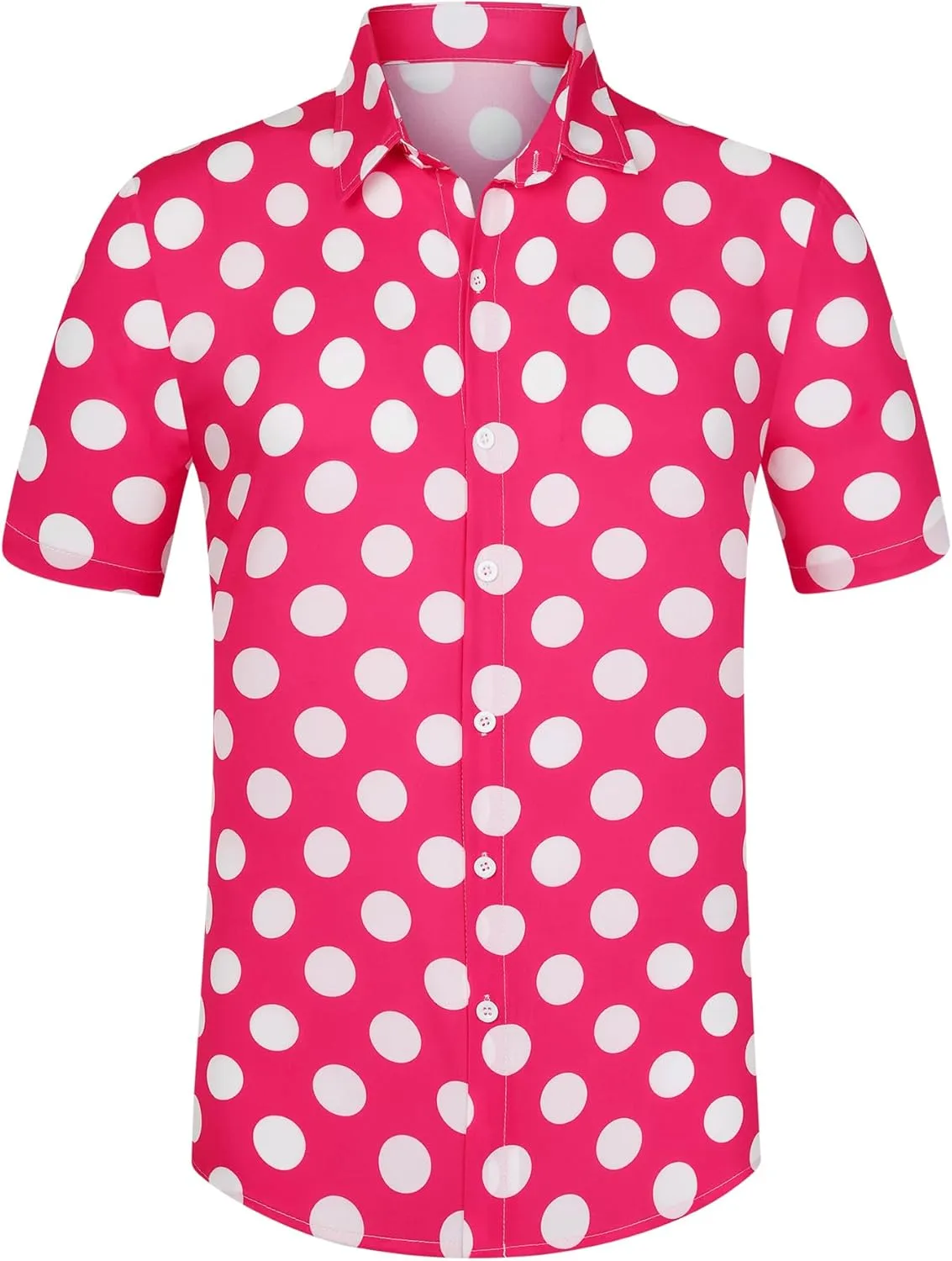 Lars Amadeus Polka Dots Dress Shirts for Men's Slim Fit Short Sleeves Button Summer Shirts