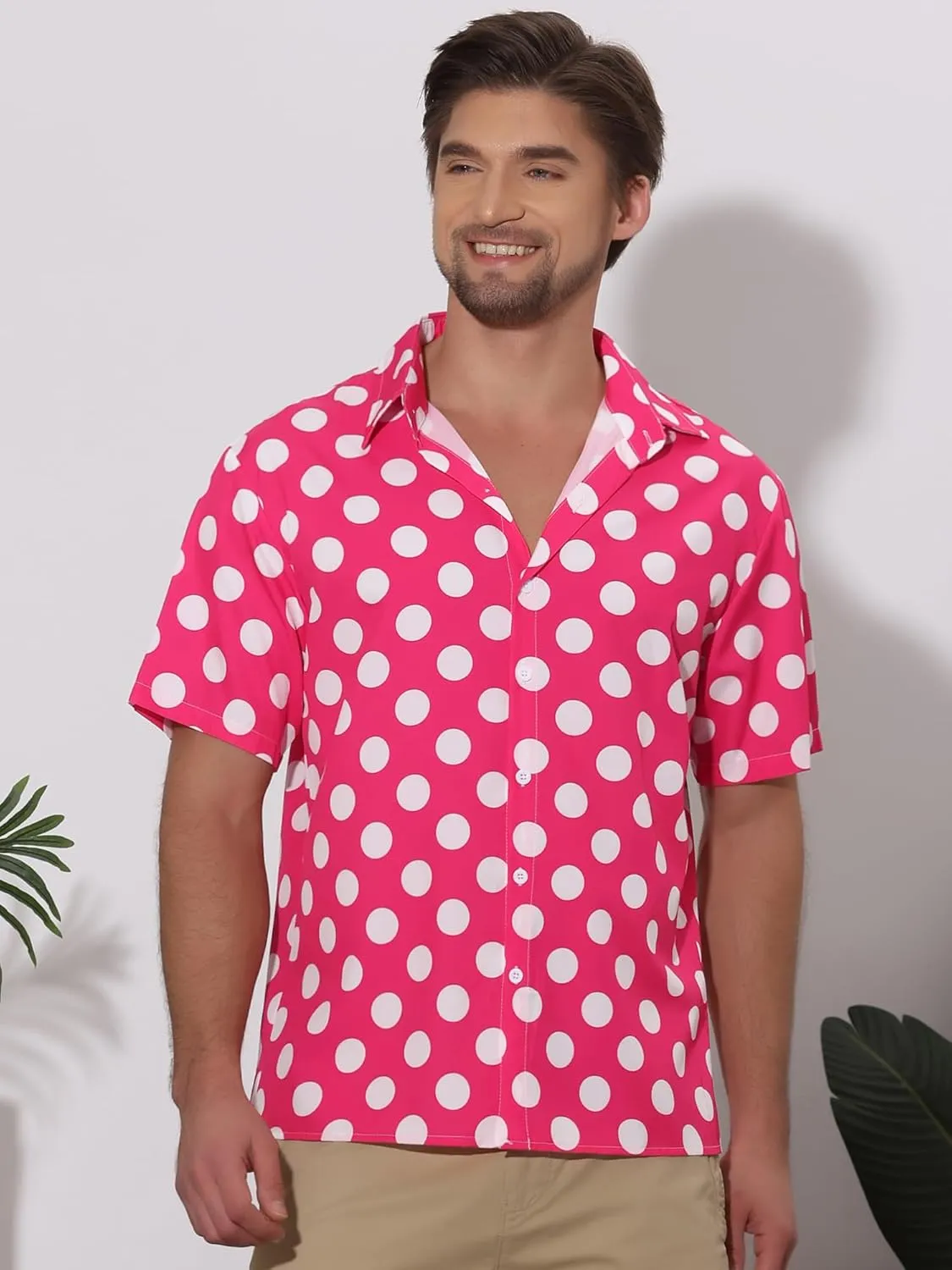 Lars Amadeus Polka Dots Dress Shirts for Men's Slim Fit Short Sleeves Button Summer Shirts