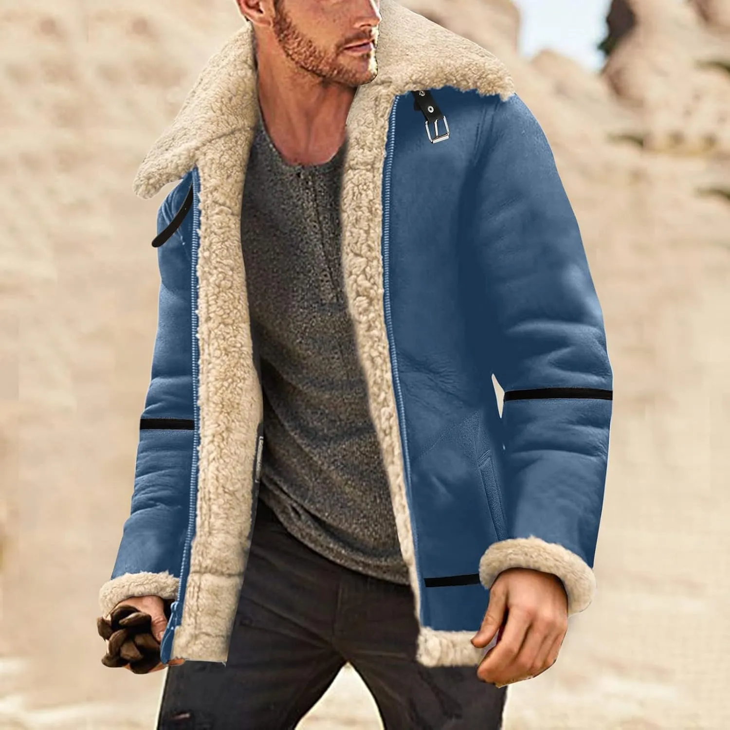 LCMTWX Mens Coats Cottonpadded Jacket Stand Collar Knitted Splice Sweater Coat Casual Cardigan Stylish Outwear Jackets