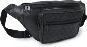 Leather Waist Bag Fanny Pack for Men With Multiple Pockets Metal Zippers Belt Bag, Crossbody Bag for Travel, Hiking, Cycling, Fishing | Easy Carry Any Phone, Wallet & Accessories