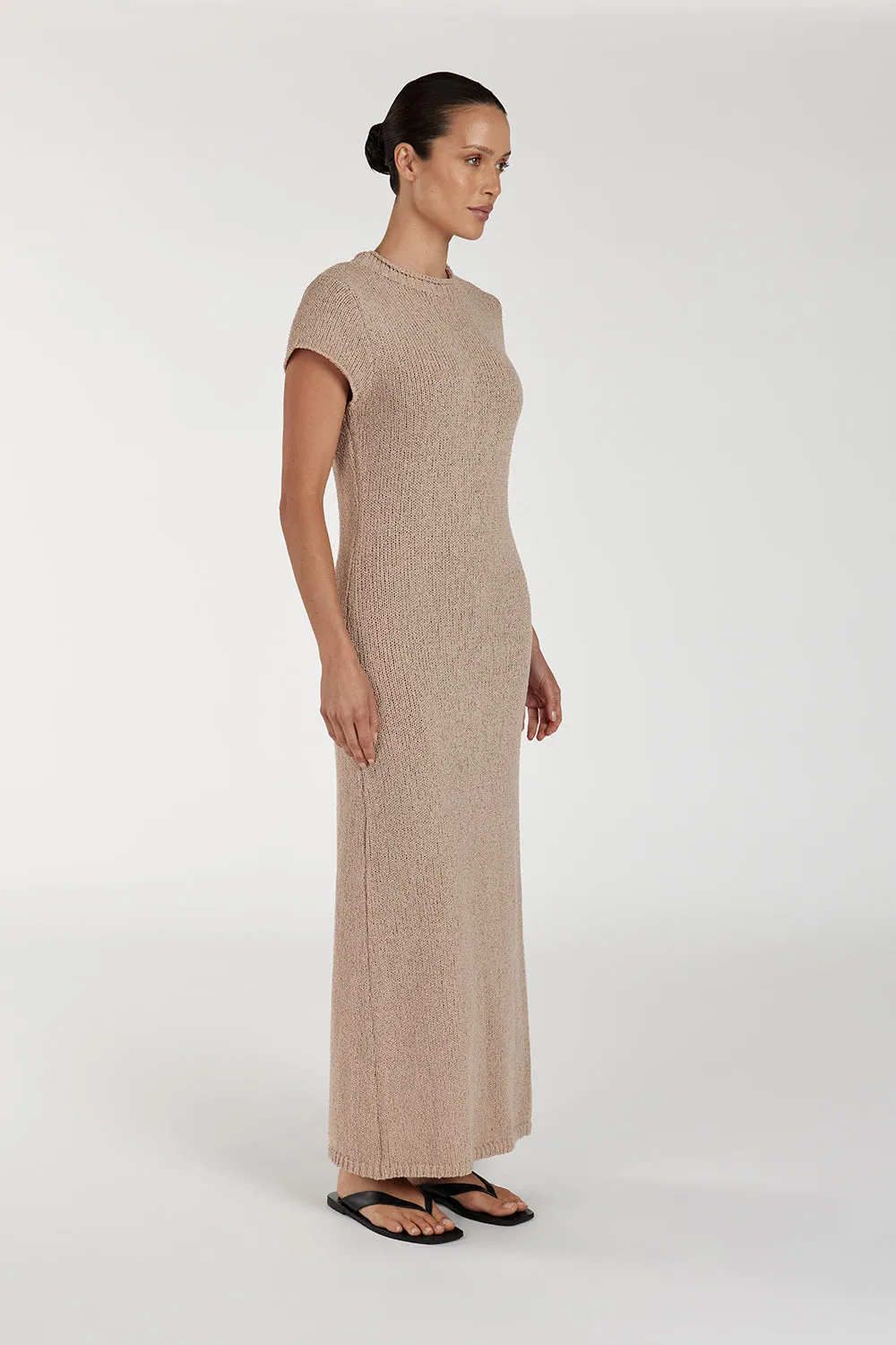LEO TAN KNIT MIDI DRESS