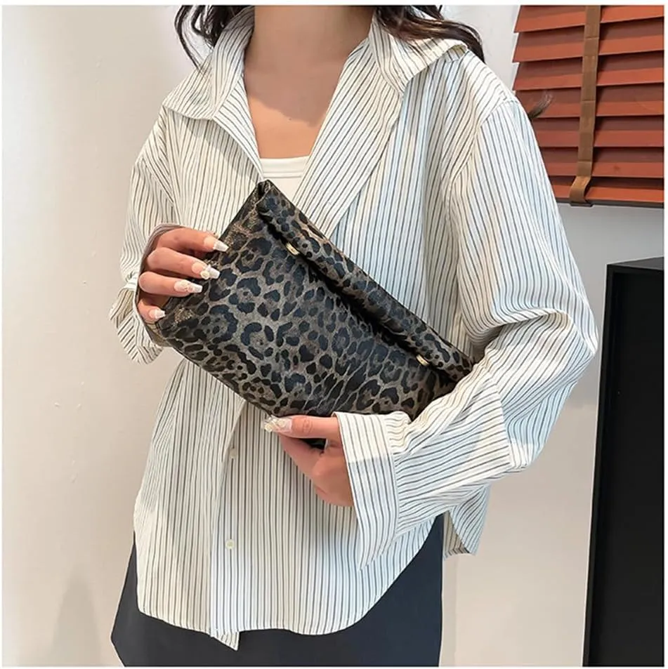 Leopard Clutch Bag Cheetah Print Envelope Clutch Purse Vintage Evening Square Handbag Animal Print Clutch Wallet