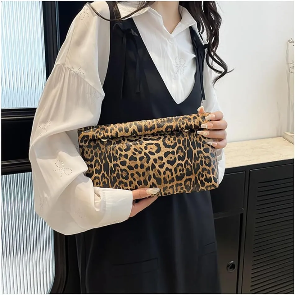 Leopard Clutch Bag Cheetah Print Envelope Clutch Purse Vintage Evening Square Handbag Animal Print Clutch Wallet