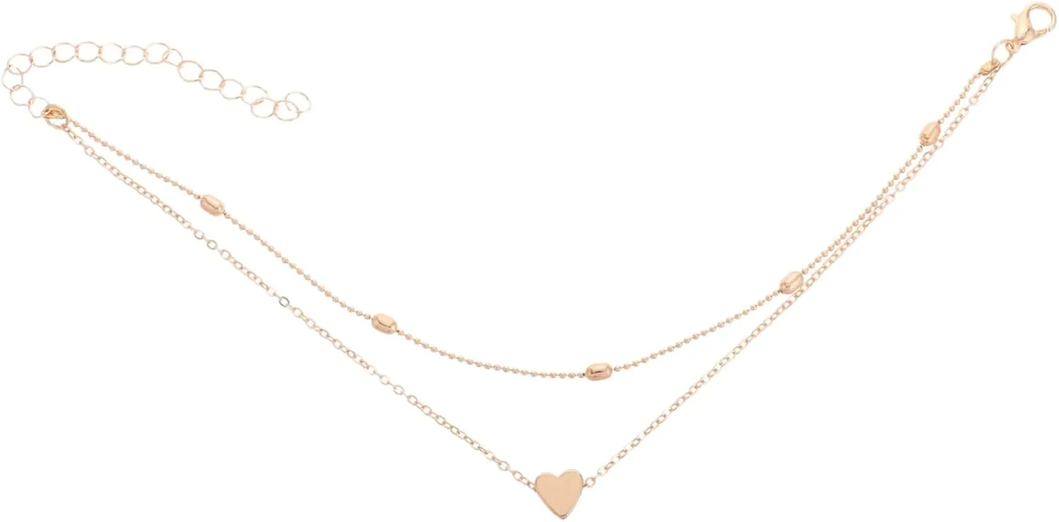 LIFKOME Heart Pendant Anklet Chain for Women Simple Beach Foot Jewelry Accessories Stylish Sand Bead Bracelet for Women