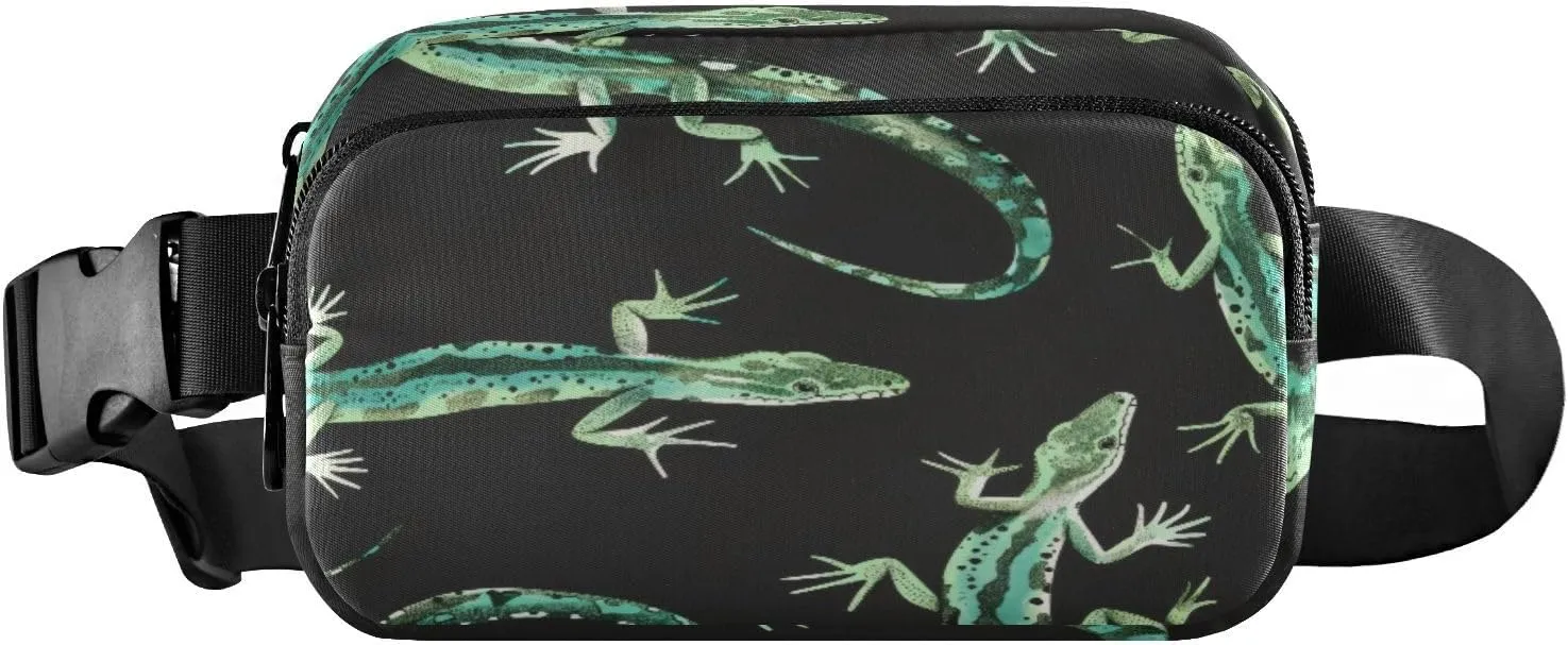 Lizard Pattern Fanny Pack Compact Fashion Waist Bag with Adjustable Strap for Outdoors, Travel, and Sports