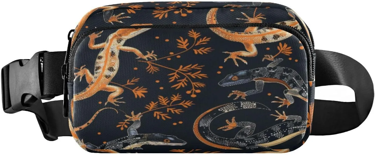 Lizard Pattern Fanny Pack Compact Fashion Waist Bag with Adjustable Strap for Outdoors, Travel, and Sports