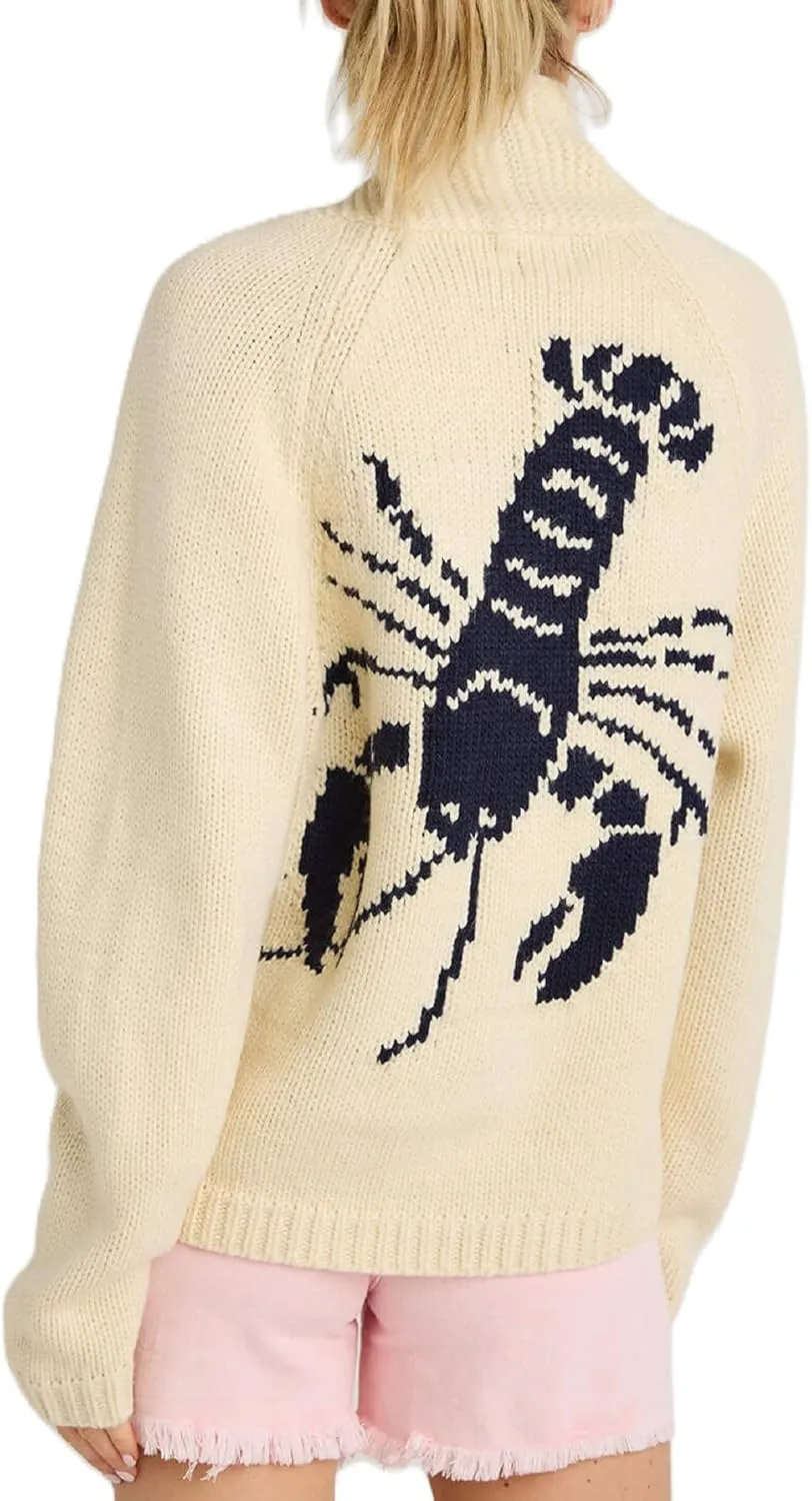 Lobster Knit Sweater Cardigan for Women Y2K Chunky Open Front Vintage Lightweight Knitwear Cardigans