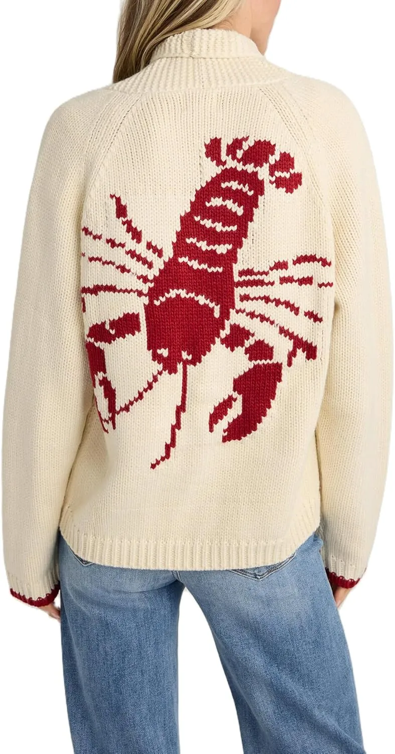 Lobster Knit Sweater Cardigan for Women Y2K Chunky Open Front Vintage Lightweight Knitwear Cardigans