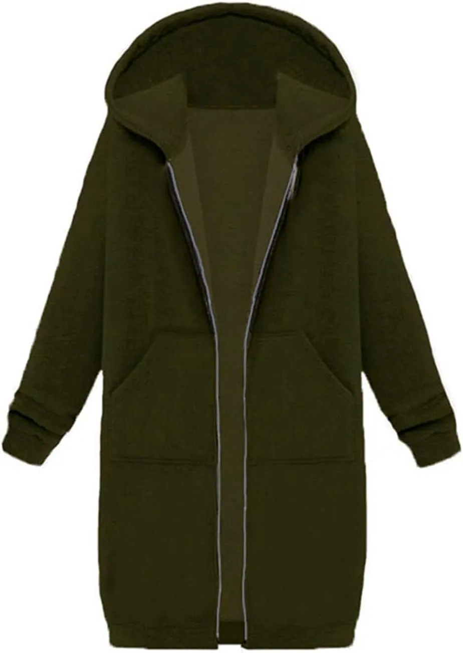 Long Hoodies for Women Zip Up Cotton Plus Size Oversized Hoodie Teen Girls Fleece Fall Sweat Jacket