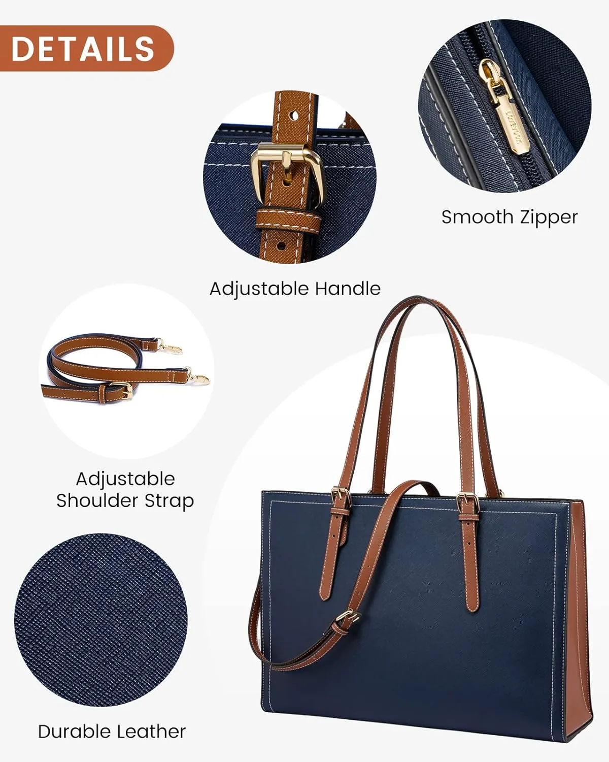 LOVEVOOK 15.6 Inch Laptop Bag for women, Large Waterproof PU Leather Work Briefcase with USB Charging Port Casual Computer Shoulder Bag Messenger, Fashion Business Office Tote Handbag Purse