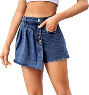 Lpmadey Women's Sexy Mini Denim Skirts Short Jean Skirt Irregular High Waisted Distressed Short Jeans Streetwear 2024 New