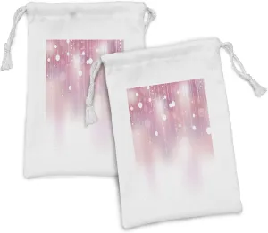 Lunarable Pearls Fabric Pouch Set of 2, Hanging Pearls and Diamonds Digital Print Bridal Wedding Theme Image, Small Drawstring Bag for Toiletries Masks and Favors, 9" x 6", Pink White
