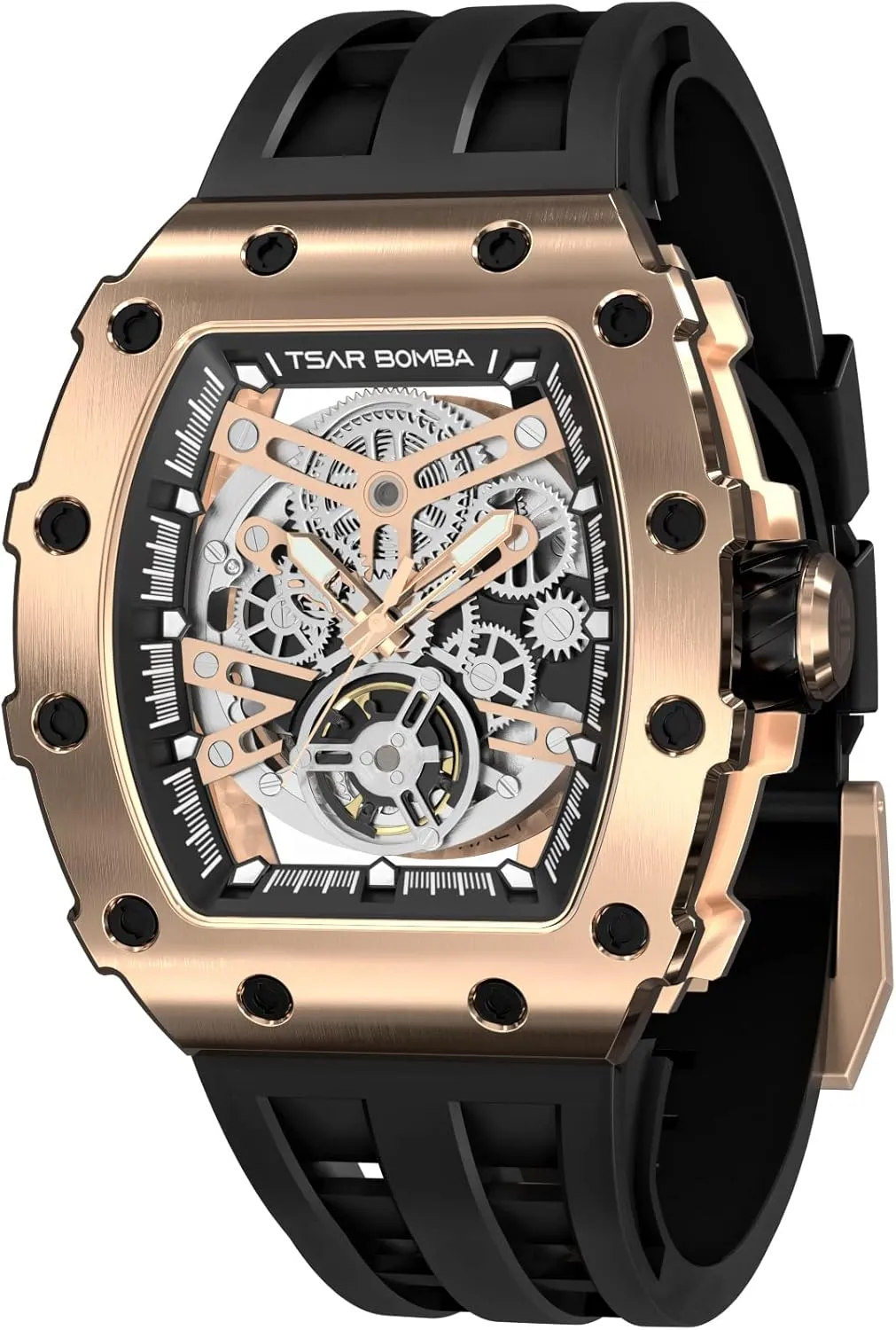 Luxury Men's Automatic Mechanical Watch - 50M Waterproof Men's Watch - Japanese Movement - Square Wristwatch Fluorine Rubber Strap Luminous Elegant Gifts for Men