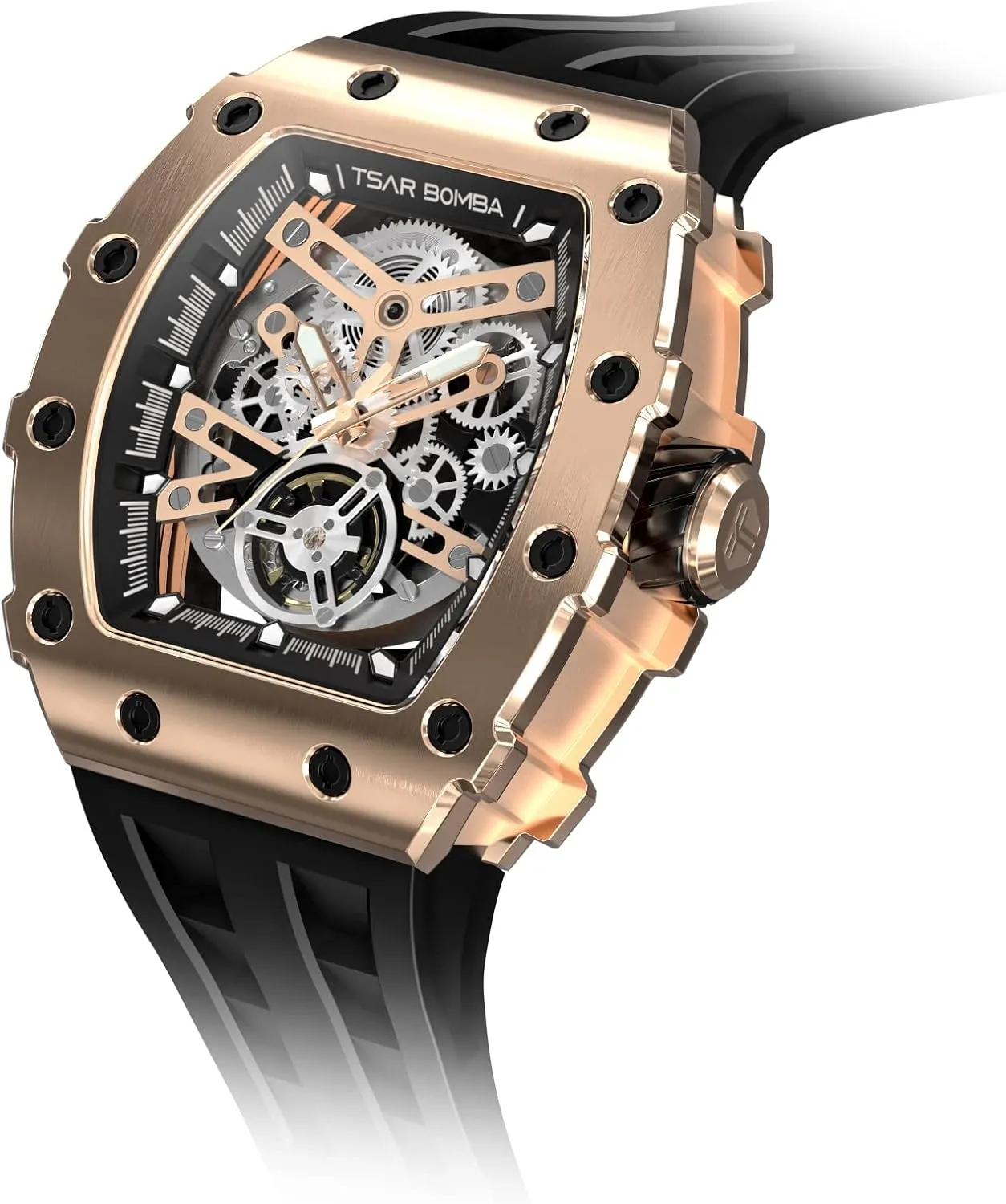 Luxury Men's Automatic Mechanical Watch - 50M Waterproof Men's Watch - Japanese Movement - Square Wristwatch Fluorine Rubber Strap Luminous Elegant Gifts for Men