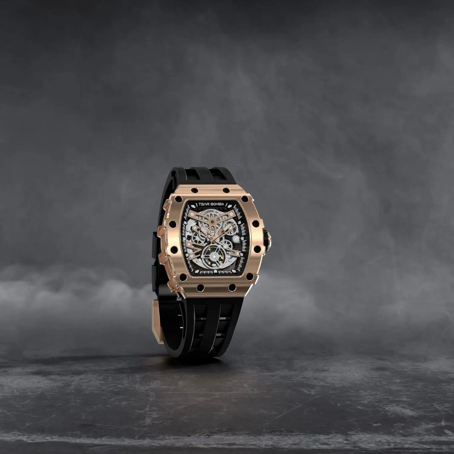 Luxury Men's Automatic Mechanical Watch - 50M Waterproof Men's Watch - Japanese Movement - Square Wristwatch Fluorine Rubber Strap Luminous Elegant Gifts for Men