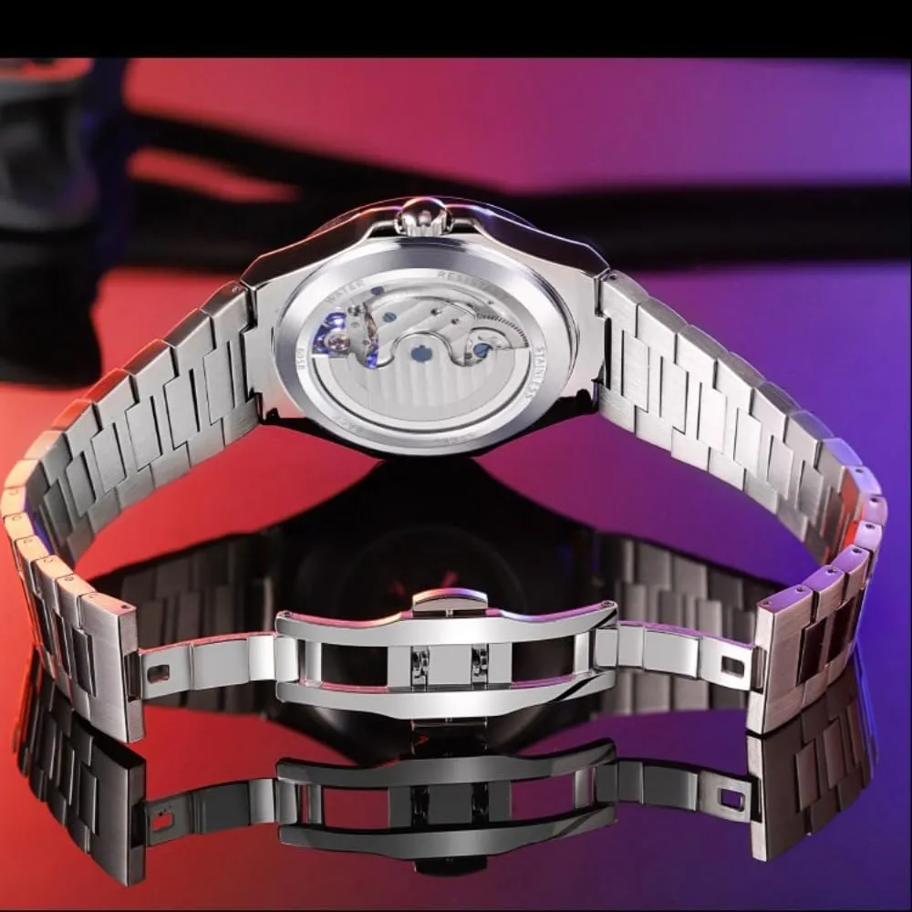 Luxury Tourbillon Mechanical Watch Stainless Steel Strap Skeleton Automatic Mechanical Mens Wristwatch Fashion Self Winding