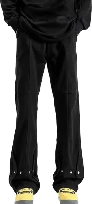 Maiyifu-GJ Men's Button Flare Jeans Slim Fit Stretch Denim Pants Hip Hop Casual Fashion Streetwear Jean Trousers