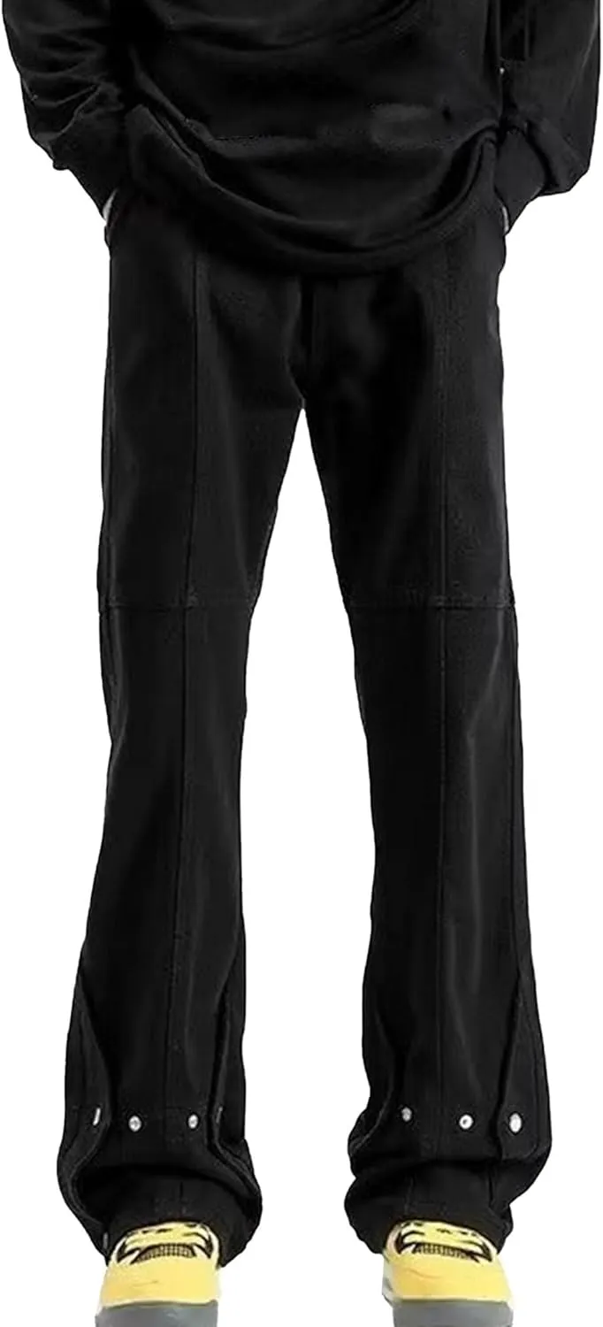 Maiyifu-GJ Men's Button Flare Jeans Slim Fit Stretch Denim Pants Hip Hop Casual Fashion Streetwear Jean Trousers