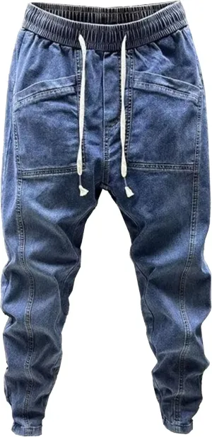 Maiyifu-GJ Men's Skinny Leg Elastic Waisted Jeans Slim Fit Stretch Denim Pants Casual Fashion Streetwear Jean Trousers