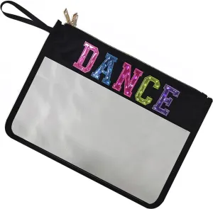 Makeup Bag,Letter Clear Makeup Bag Letter Patch Cosmetic Bag,Toiletry Pouches with Double Zipper Waterproof Travel Purse Teacher Nurse Dancer Gift (Black Dance)