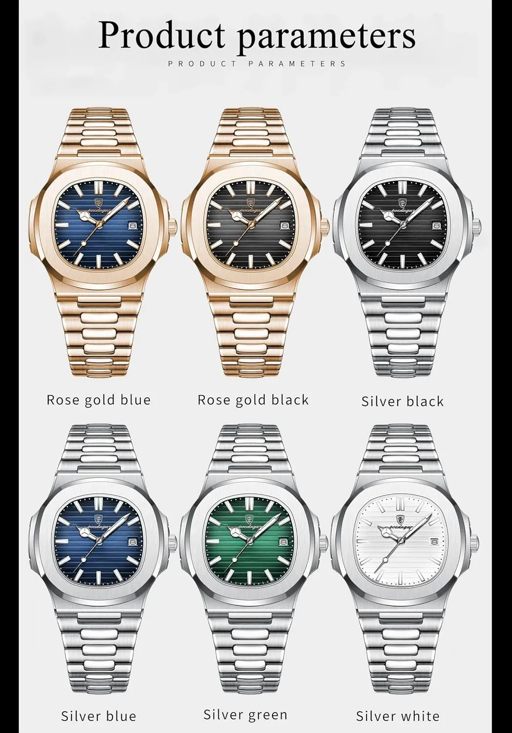 Man Fashion Wristwatch Business Stainless Steel Band Quartz Men Watch Waterproof Luminous Date Square Men's Watches