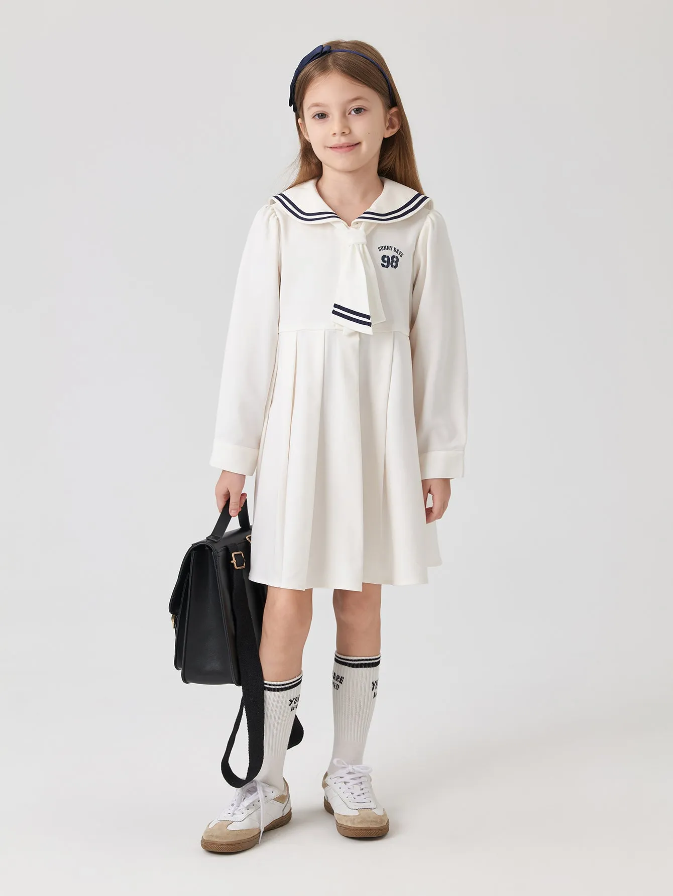 MARC & JANIE Girls Peter Pan Collar Dresses with Ties 241262