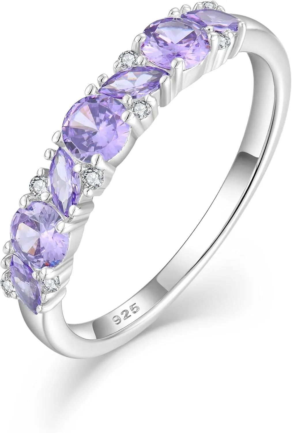 Marquise Cut Birthstone Eternity Rings for Women, Sterling Silver 925 Stacked Engagement Rings for Her Wedding Band, Size 5-10