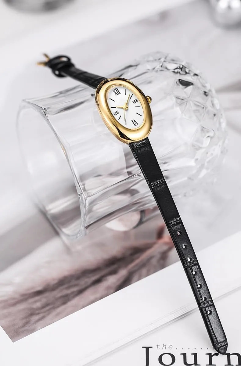 MASTOP Bracelet Watch for Women - Elegant 24mm Oval Dial Bangle Watch - Gold Jewelry Style Quartz Wristwatch - Gift for Her