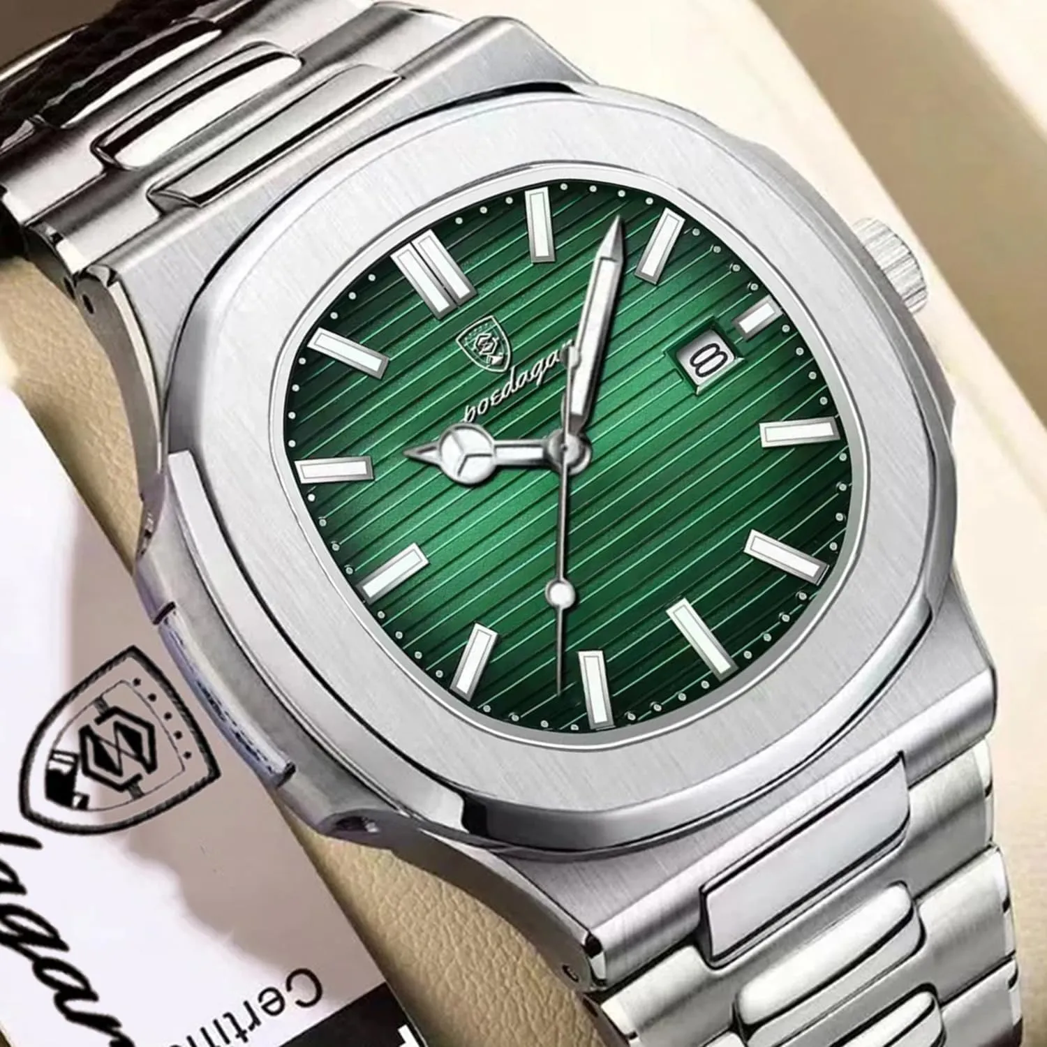 MASTOP Luxury Men Watches Analog Quartz Stainless Steel Luminous Military Square Watches for Men Waterproof Business Classic Desiger Wrist Watch Date
