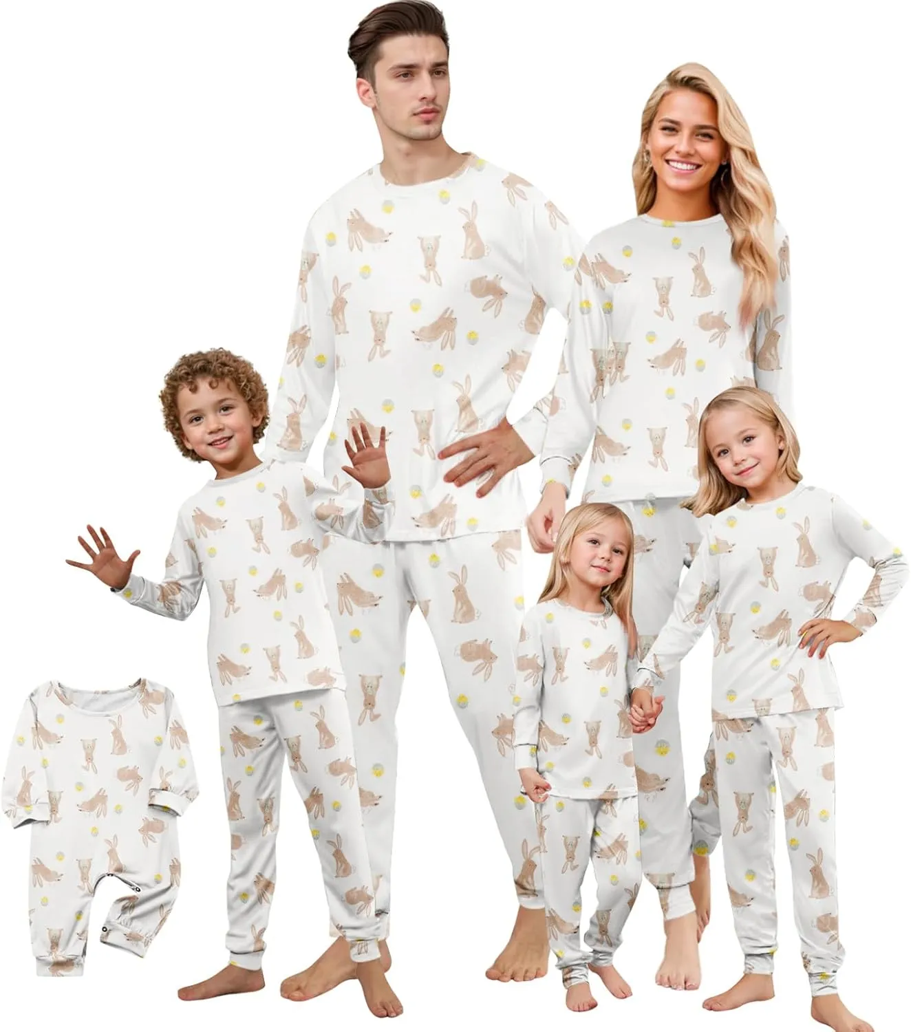 Matching Family Easter Outfits Mommy and Me Easter Pjs Holiday Cute Bunny Graphic 2 Piece Family Matching Outfits