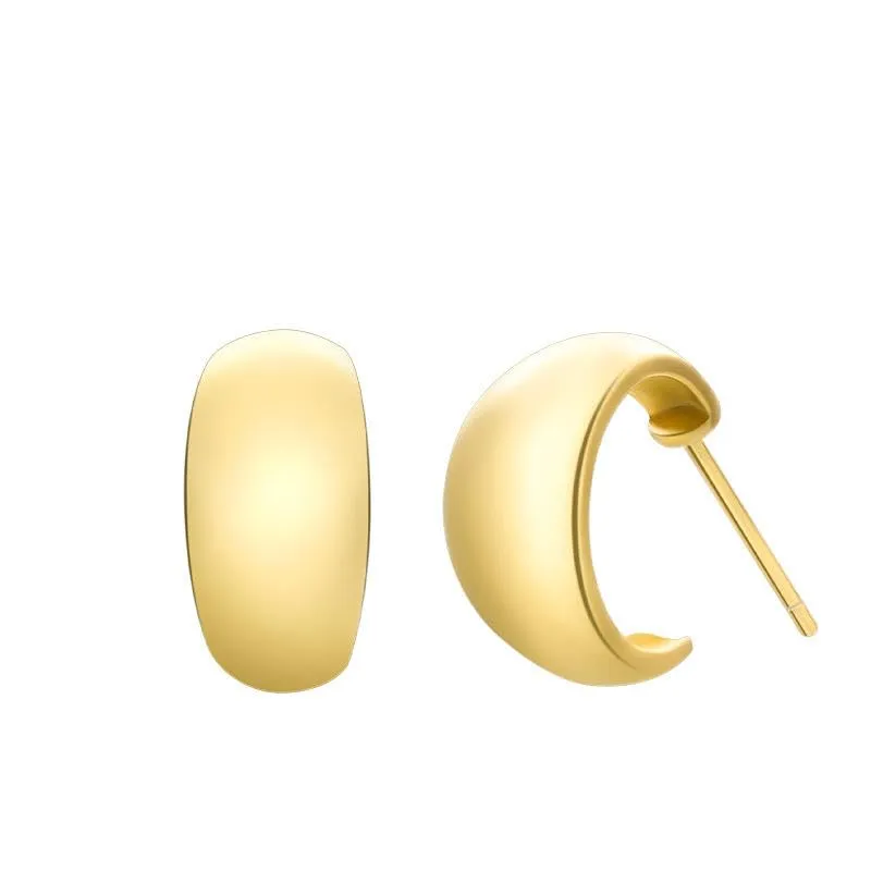 Matte Allure: 925 Silver Geometric Minimalist Stud Earrings (gold)