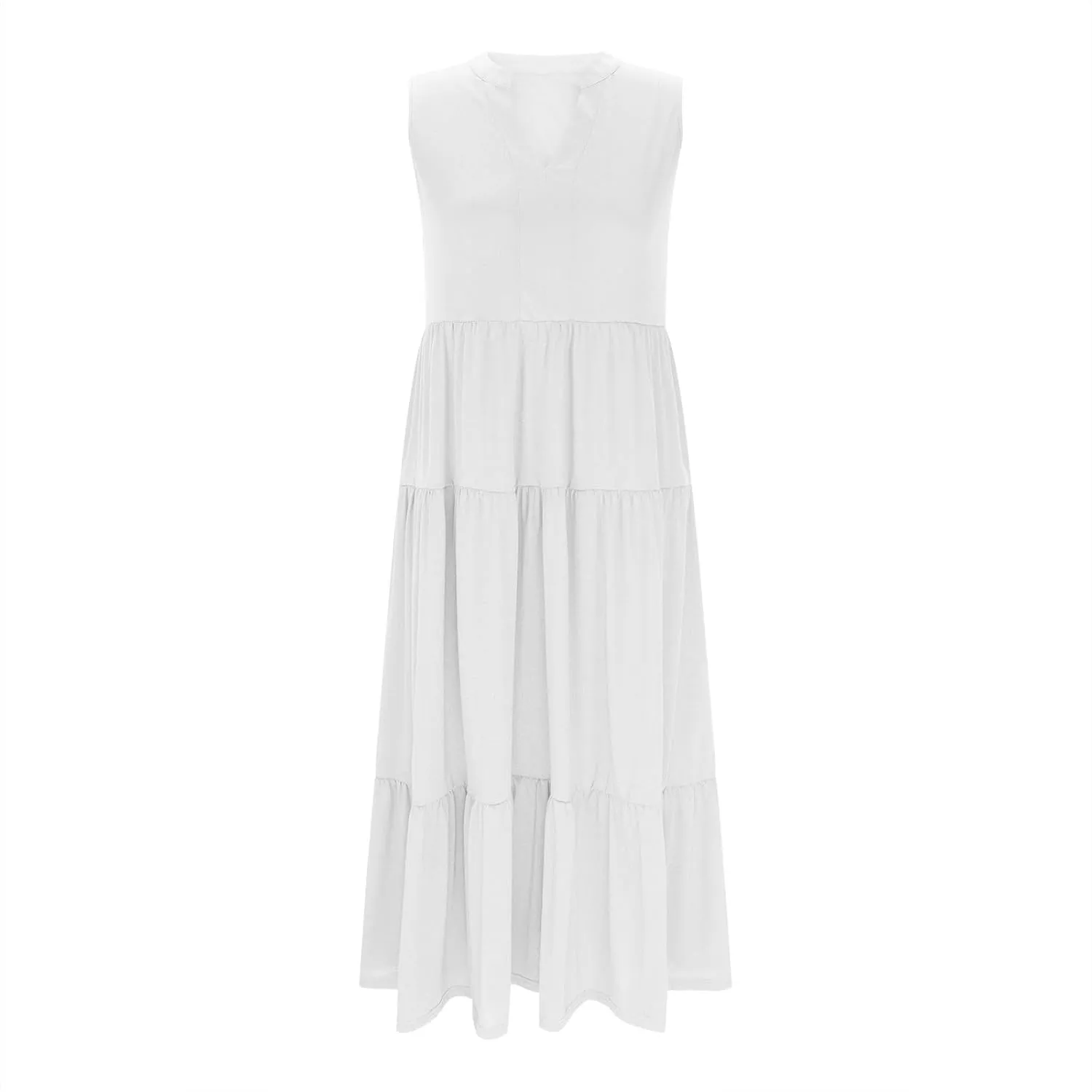 Maxi Sundresses for Women 2025 V Neck Sleeveless Summer Tank Dress Tiered A Line Flowy Dresses Boho Beach Sundress