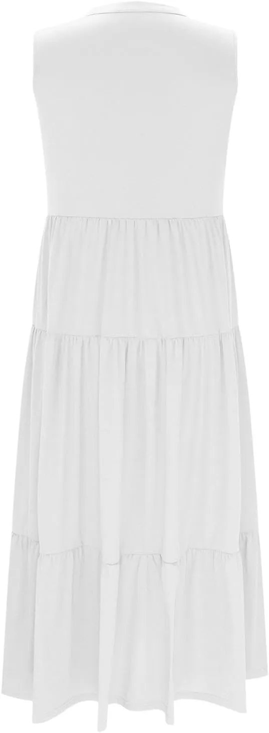 Maxi Sundresses for Women 2025 V Neck Sleeveless Summer Tank Dress Tiered A Line Flowy Dresses Boho Beach Sundress