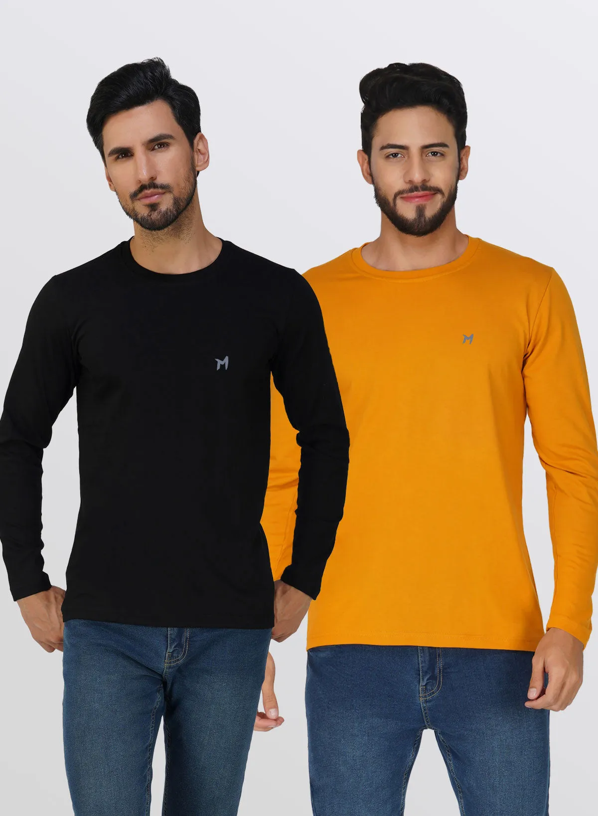 Mebadass Combo Men's FullSleeves T-Shirts- Pack of 2(Black)