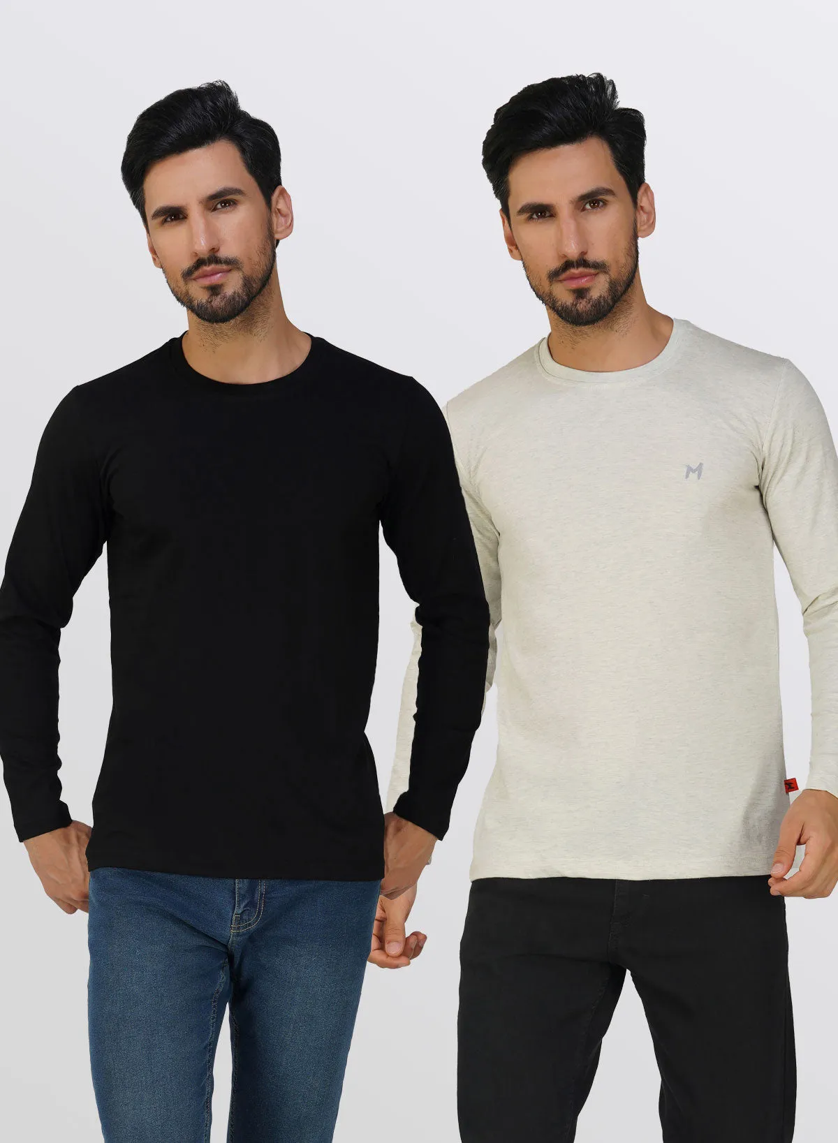 Mebadass Combo Men's FullSleeves T-Shirts- Pack of 2(Black)