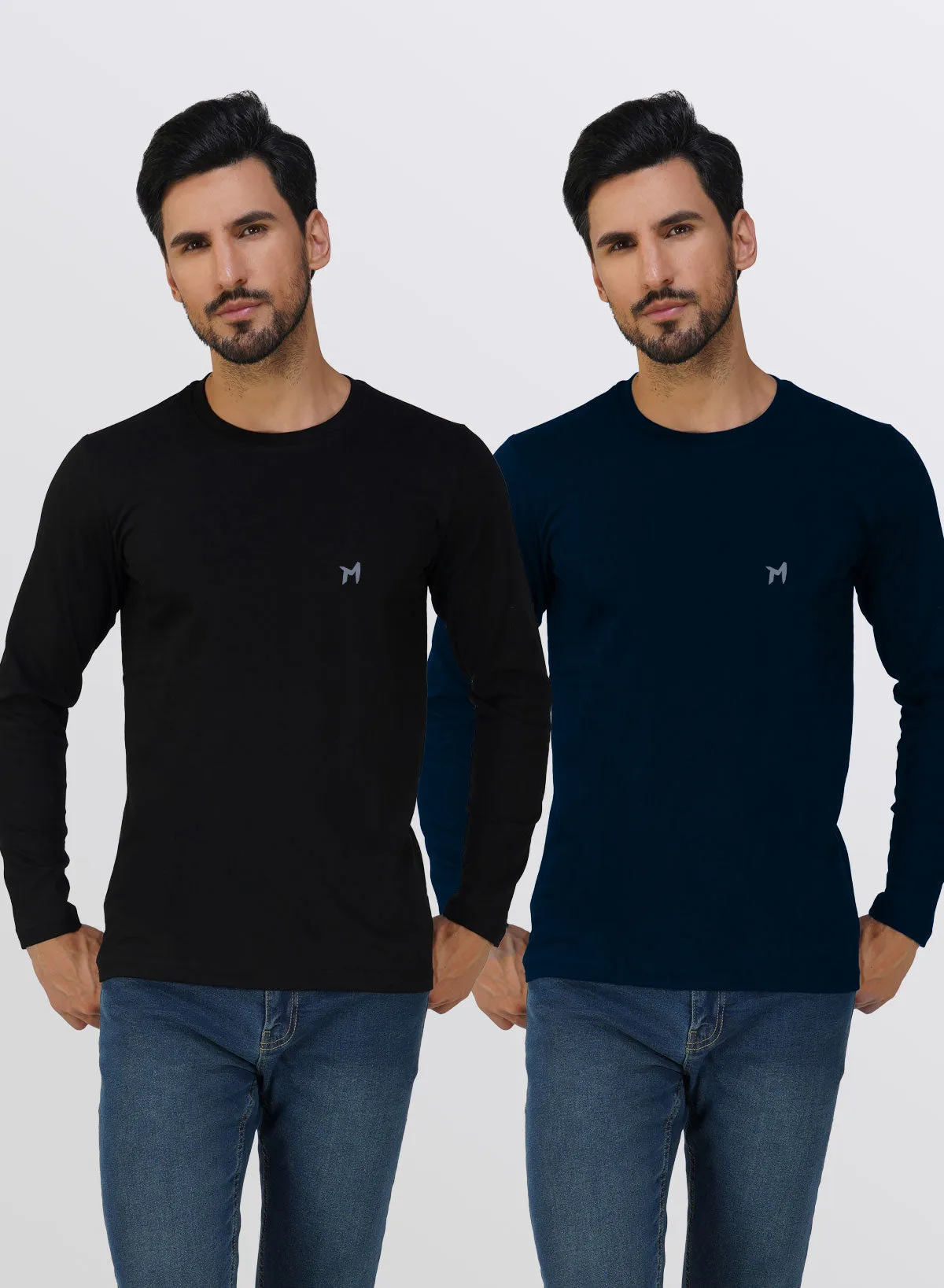 Mebadass Combo Men's FullSleeves T-Shirts- Pack of 2(Black)