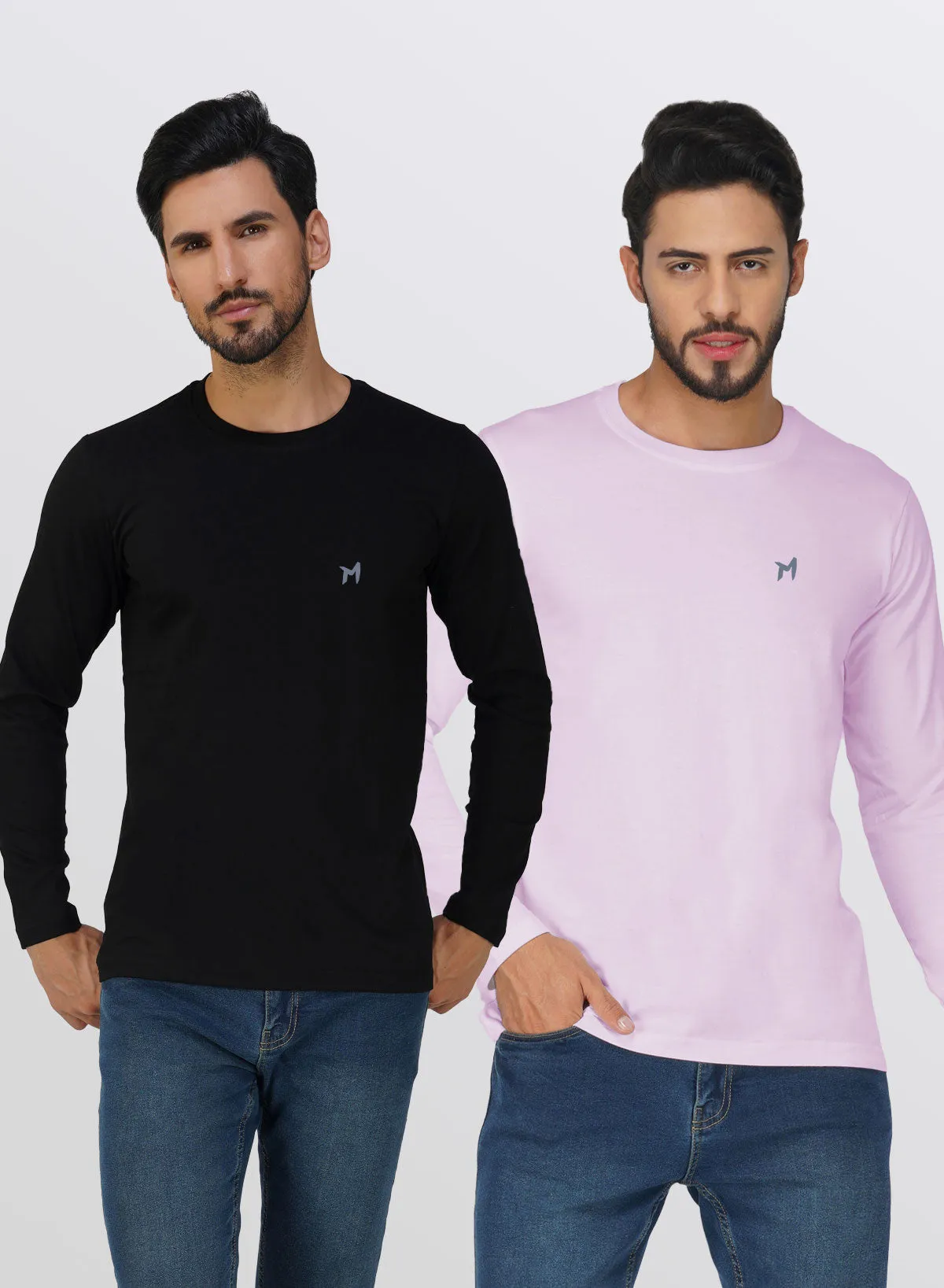 Mebadass Combo Men's FullSleeves T-Shirts- Pack of 2(Black)