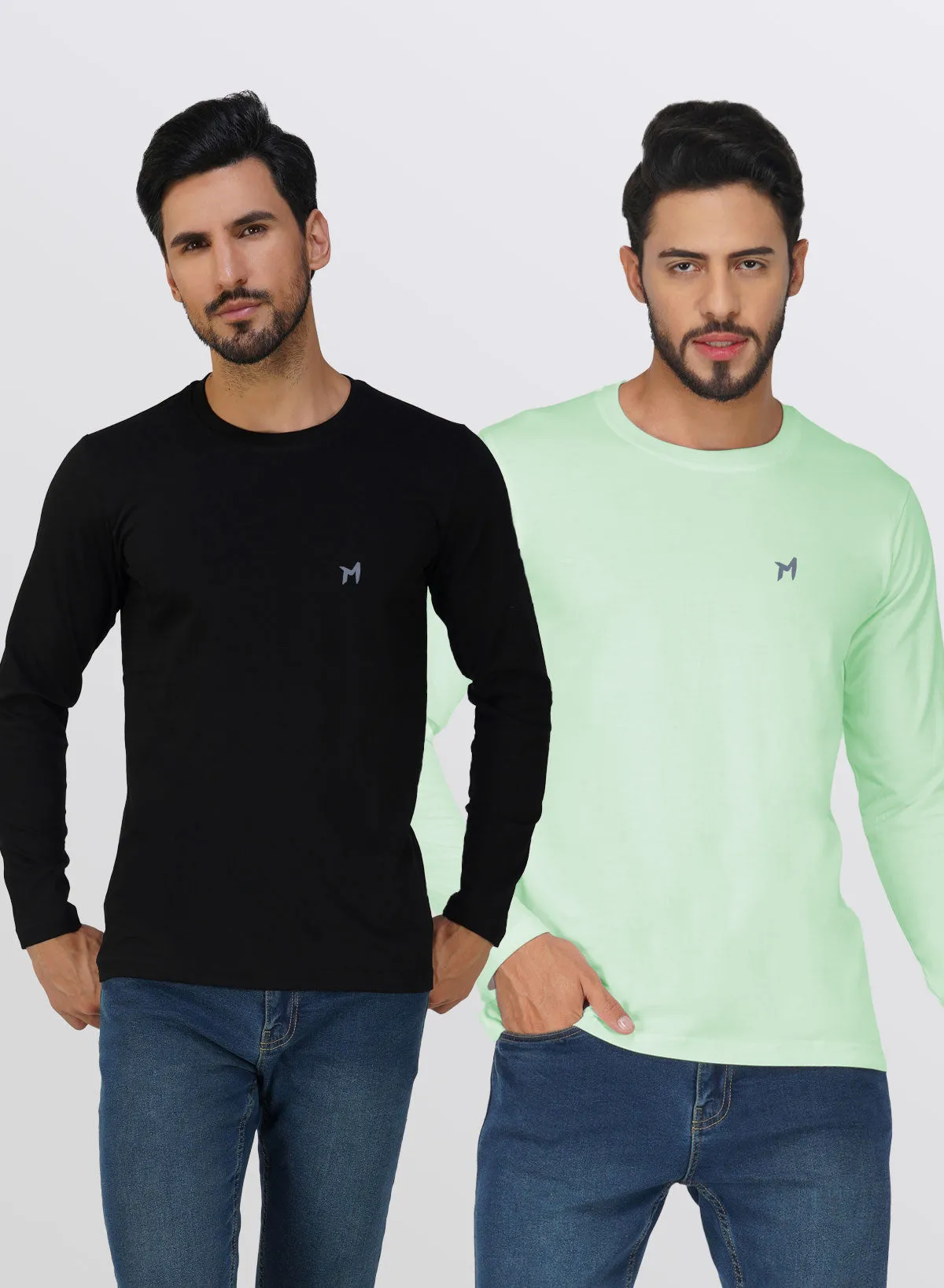 Mebadass Combo Men's FullSleeves T-Shirts- Pack of 2(Black)