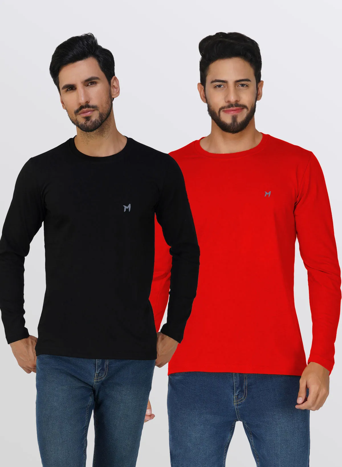 Mebadass Combo Men's FullSleeves T-Shirts- Pack of 2(Black)