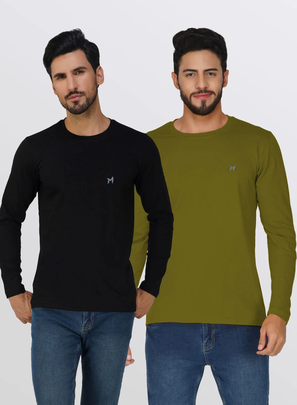 Mebadass Combo Men's FullSleeves T-Shirts- Pack of 2(Black)