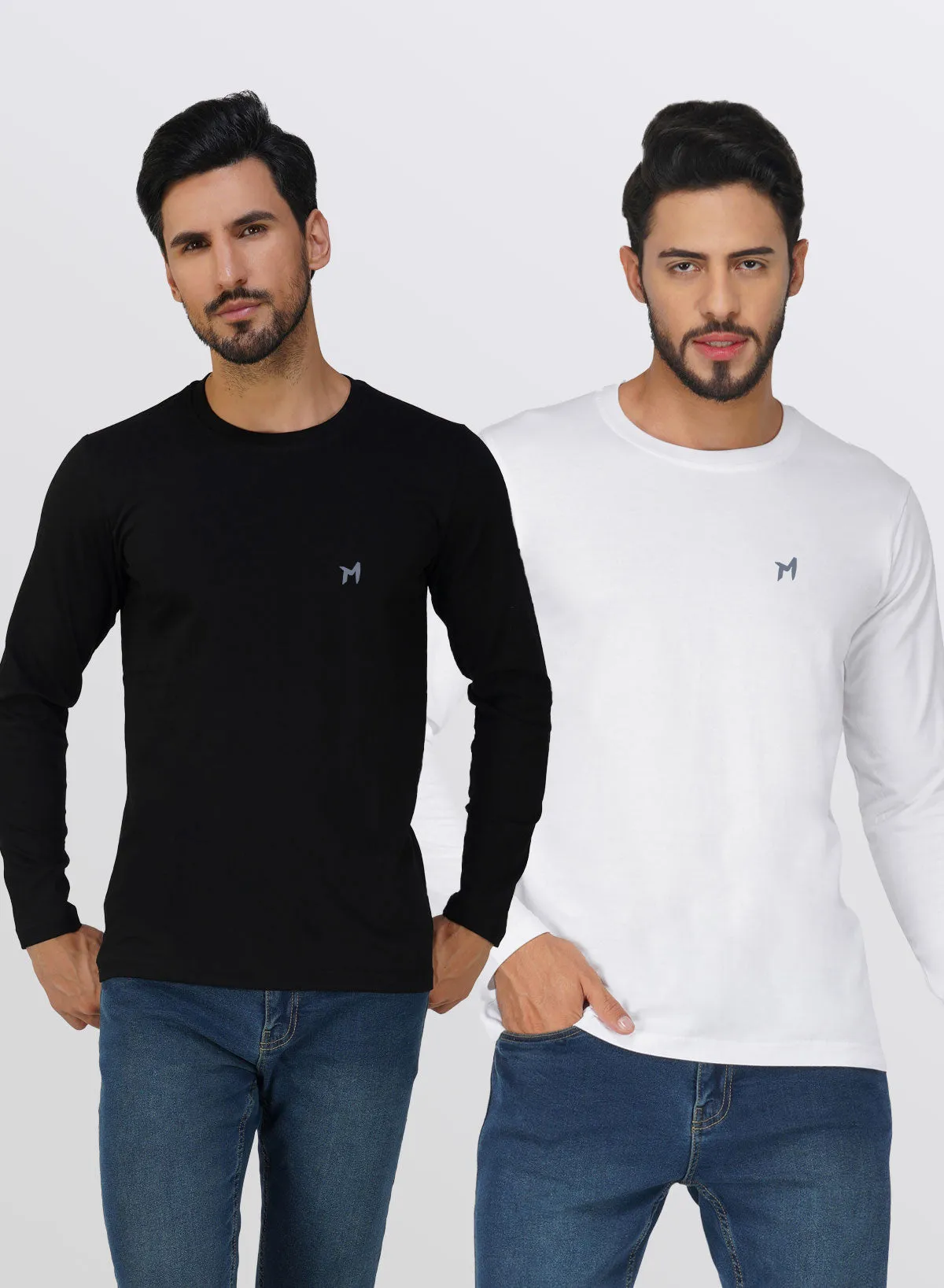 Mebadass Combo Men's FullSleeves T-Shirts- Pack of 2(Black)