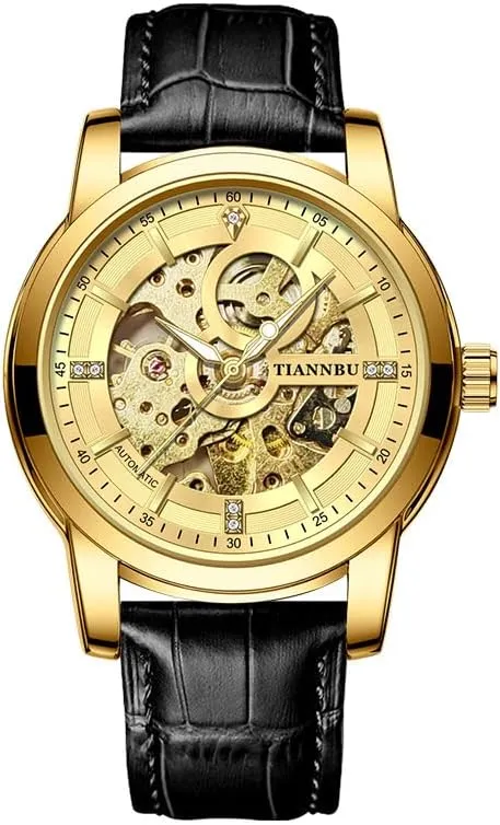 Men Luxury Automatic Mechanical Watch Waterproof Sports Leather Strap Waterproof Men Watch Business Watch Casual Male Clock