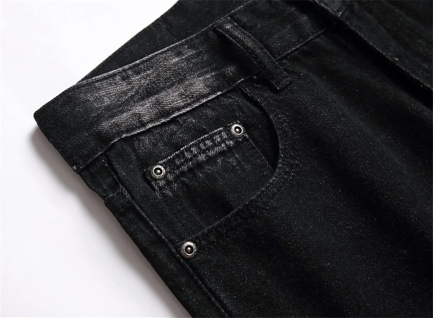 Men Ripped Slim Fit Jeans Destroyed Distressed Straight Denim Pants Vintage Mid Waist Washed Biker Jean Trousers