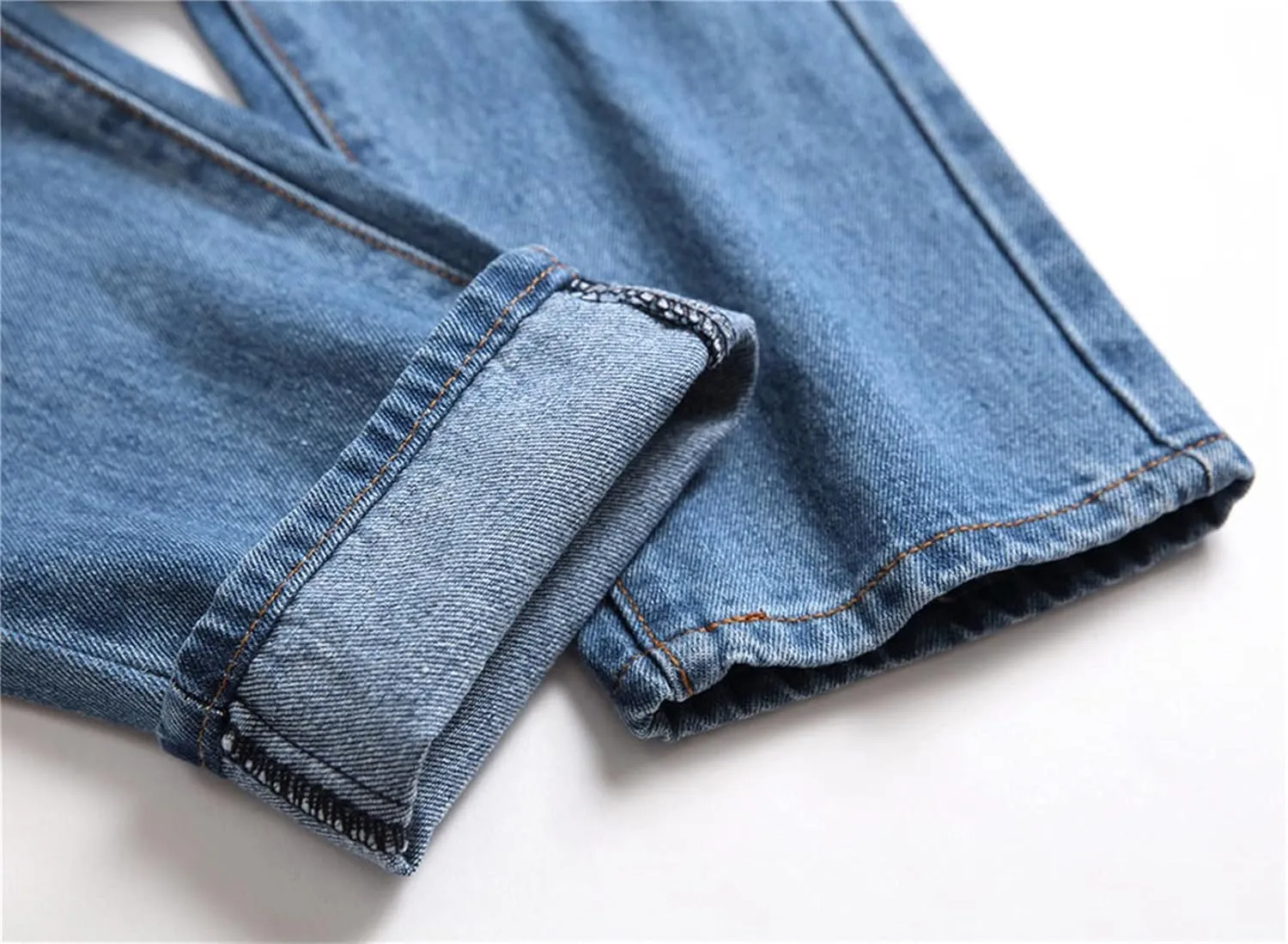 Men Ripped Slim Fit Jeans Destroyed Distressed Straight Denim Pants Vintage Mid Waist Washed Biker Jean Trousers