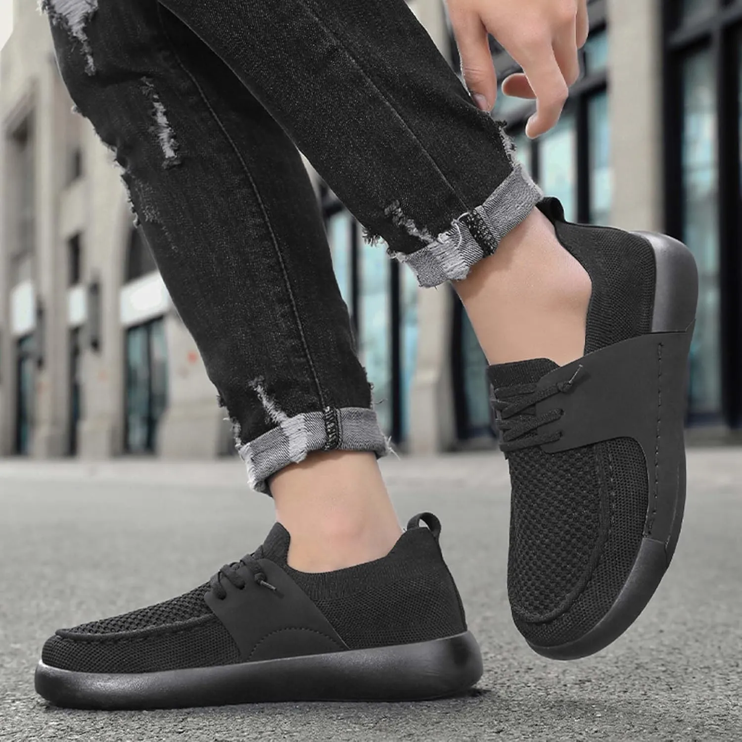 Men's Breathable Loafers Lightweight Soft Sole Casual Walking Outdoor Sports Running Tennis Fitness Comfortable Work Shoes