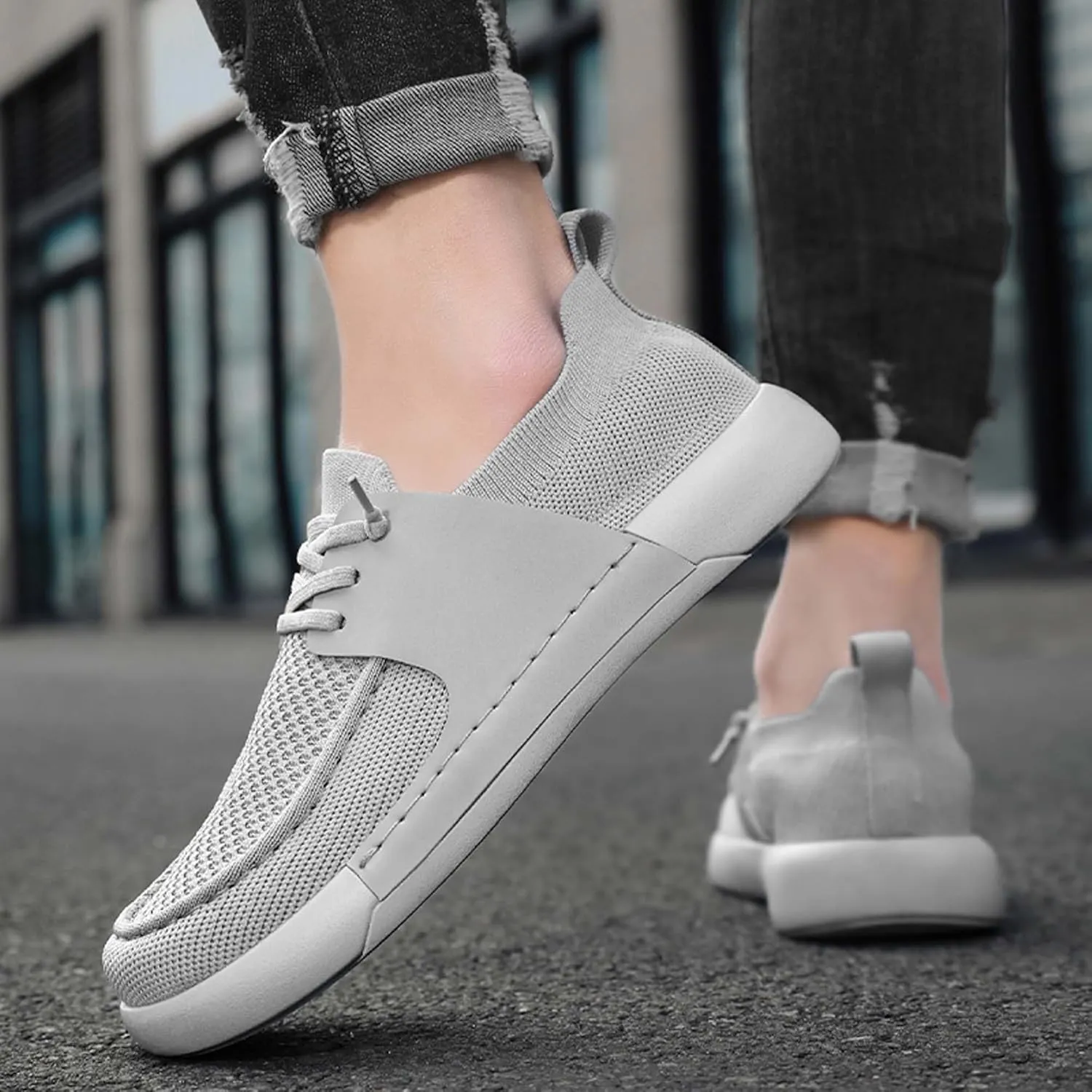 Men's Breathable Loafers Lightweight Soft Sole Casual Walking Outdoor Sports Running Tennis Fitness Comfortable Work Shoes
